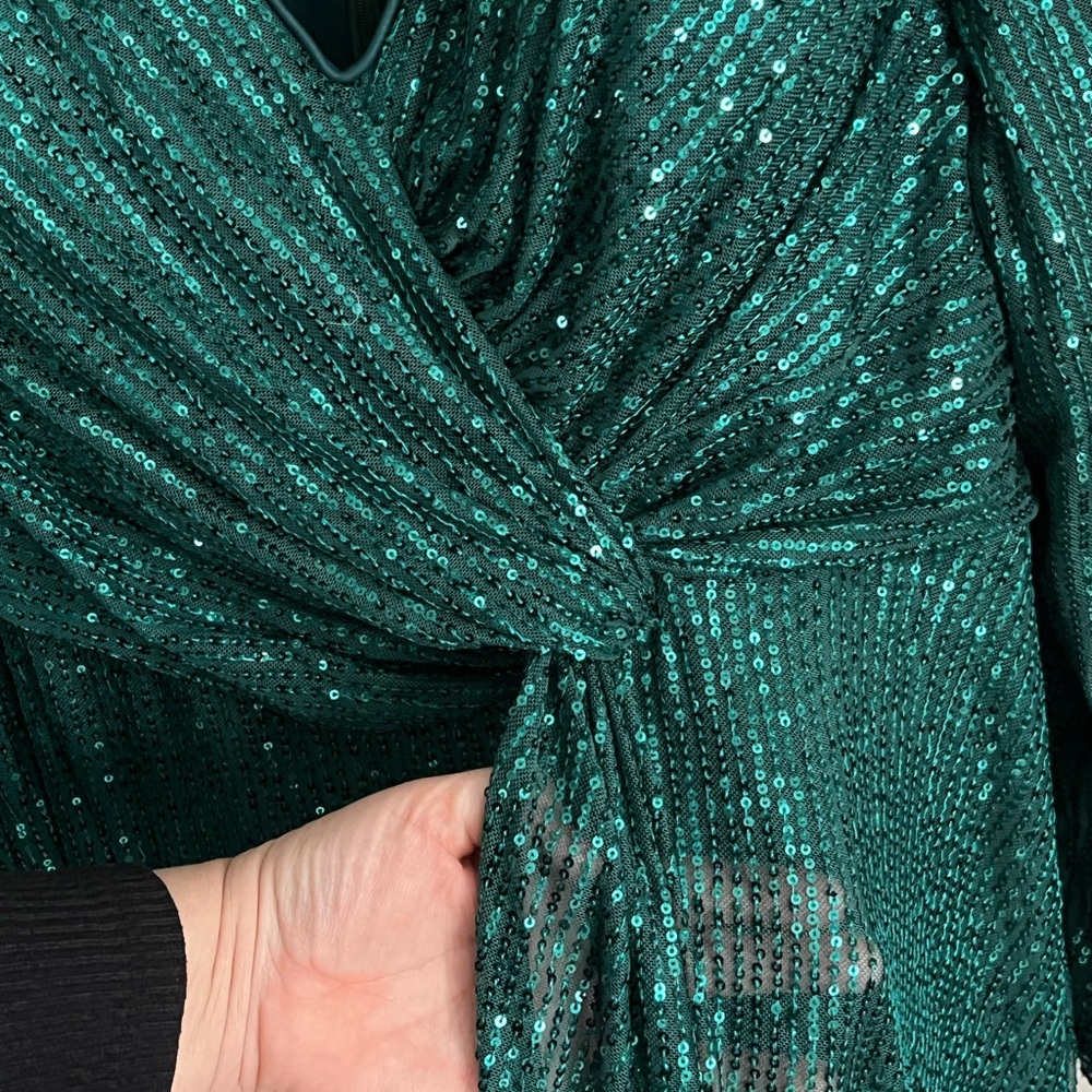 Emerald Green Ruched Evening Gown
